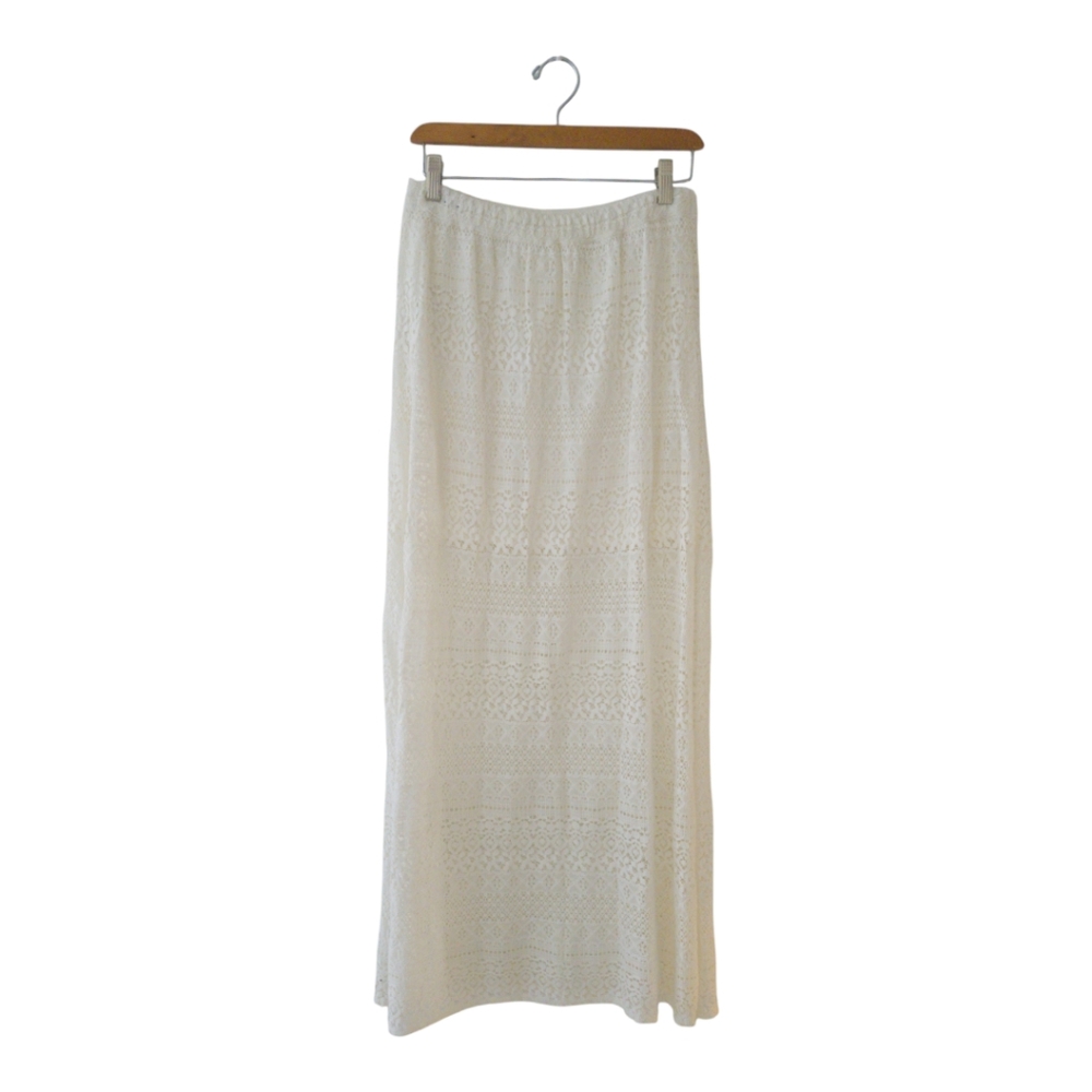 2YK Hollister Women's white Mesh/Knit fabrics Maxi Skirt Size M